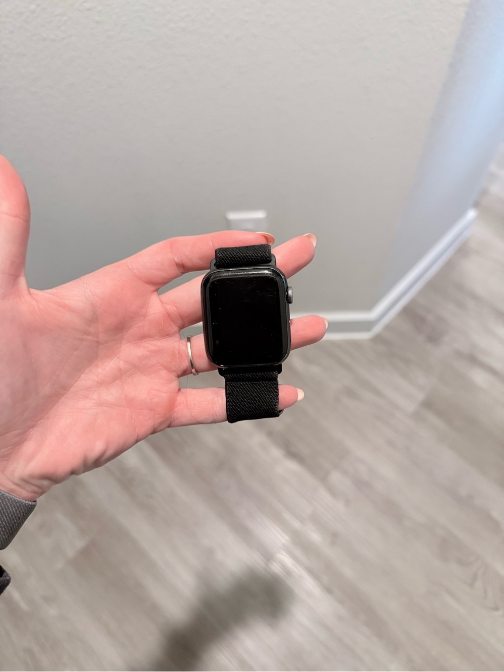 Apple Black Smartwatch with Black Nylon Loop Band
